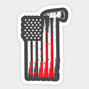 Firefighter Usa Flames And Axe Patriot Vintage Design Tee Sticker